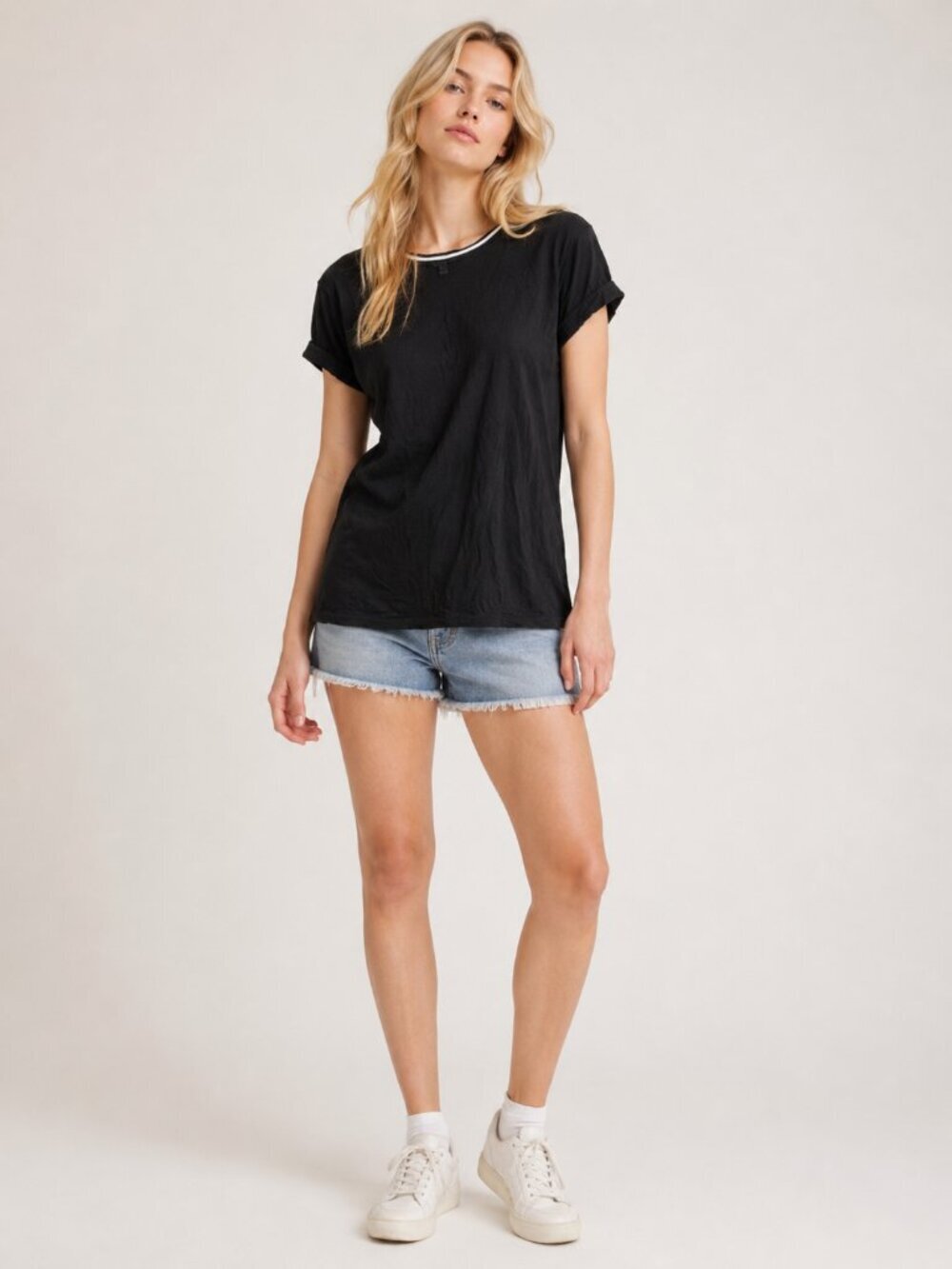 2/$30 Banana Republic Ringer Slub Tee Short Sleeve Black Small #A2497